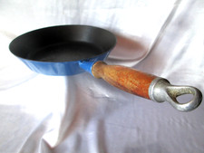 POELE Le CREUSET 28cm fonte Manche bois Cuisine Frying Pan Cooking Vintage