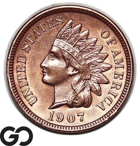 1907 Indian Head Cent Penny, Solid Gem BU++