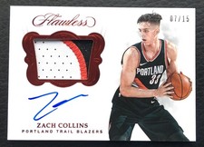#/15 Zach Collins 2017-18 Panini Flawless Rookie Red Auto Patch RC #SM-ZC