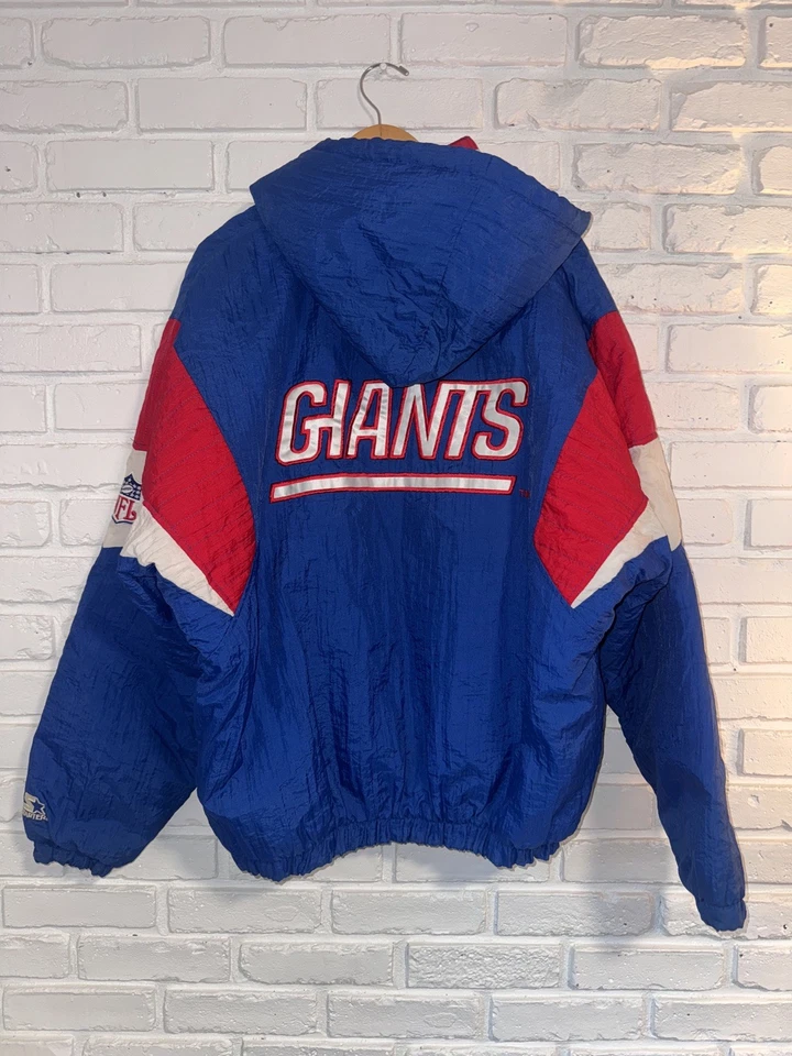 Vintage 90s Starter New York Giants 1/4 Zip Puffer Pullover Jacket Size L - Image 3 of 4
