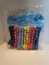 12 Pet Collars Dog Cat Puppy Kitten Stars Nylon Bell Adjustable XS S