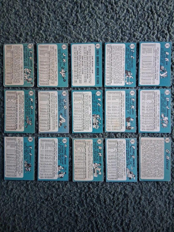 ¡Lote de juego de inicio de béisbol Topps 1965 (51/598) con estrellas, patio, radiocontrol, números altos! Foto 4 de 4