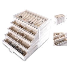Compact Acrylic Jewelry Organizer with Velvet Inserts - Keeps Jewelry Dust-Free