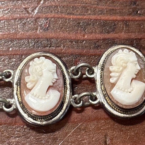ANTIQUE Cameo Link Bracelet & Brooch 800 Fine Silver Roman Nose - Picture 6 of 8
