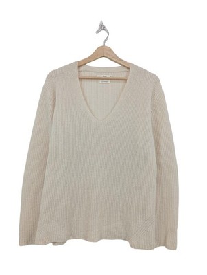 BRAX V-Ausschnitt-Pullover Damen Pullover Gr. DE 44 creme Casual-Look