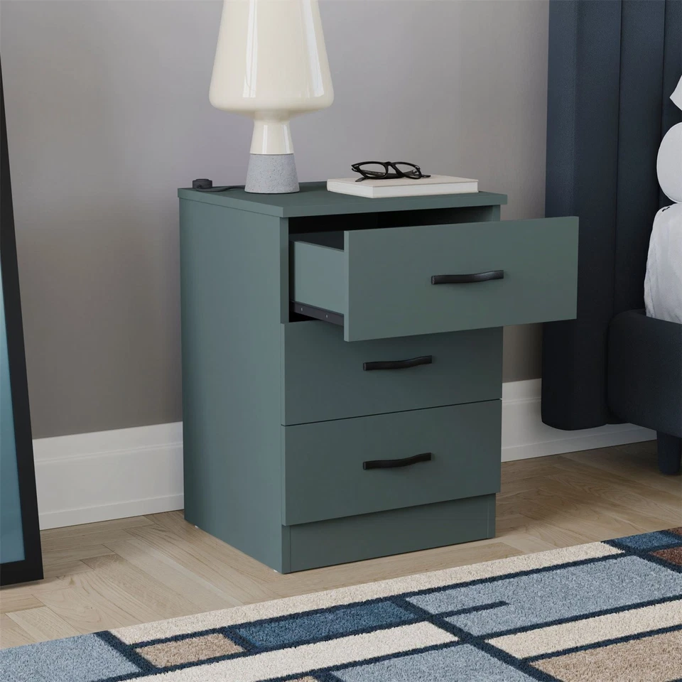 Vida Designs Riano 3 Drawer Chest of drawers Cabinet Storage Furniture Green - Image 3 of 4