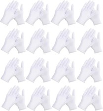 12 Pairs 100% White Cotton Gloves Cloth Serving Gloves Moisturising Eczema - LOp