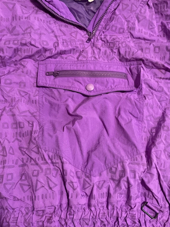 VINTAGE NILS Purple Windbreaker Jacket Top With Abstract Pattern Ladies Size 14 - image 2 of 4