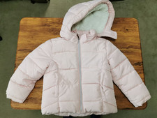 H M Girls Pink Puffer Jacket w/Removable Hood Size 2-3Y Label of Graded Goods