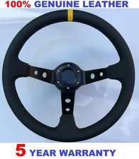 WETTBEWERBSLEDER Schwarzes Vertieftes Tiefes Drift-Lenkrad 350mm 13,7"