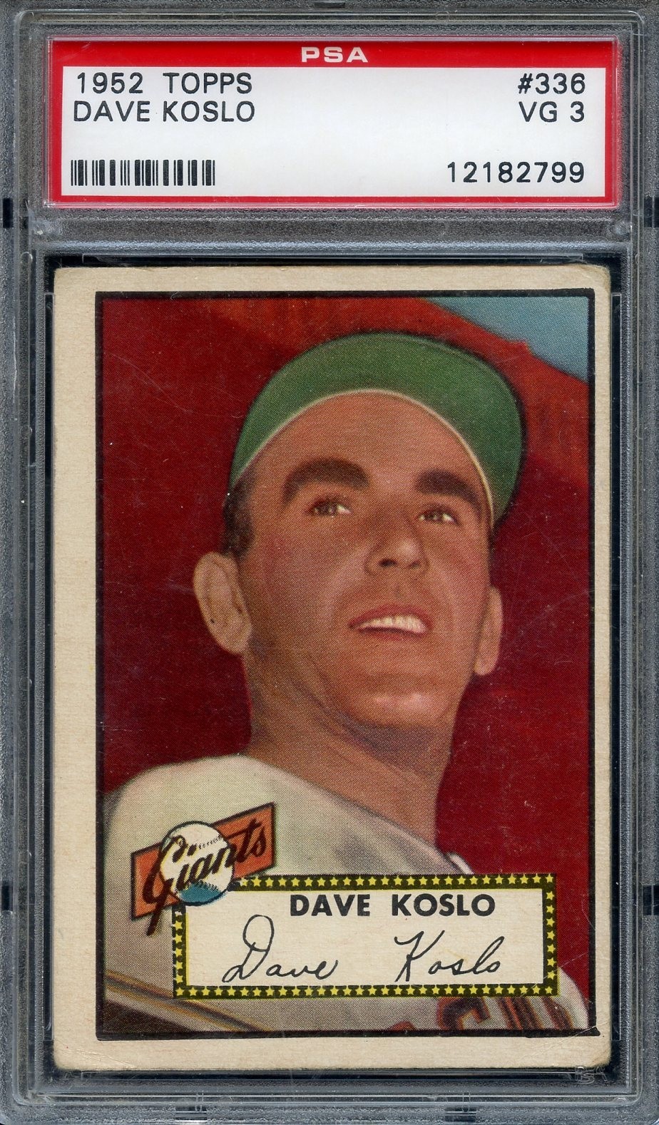 1952 Topps Tough High #336 Dave Koslo PSA 3 New York Giants 2799