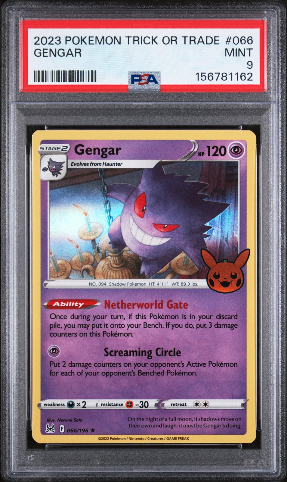 2023 POKEMON TRICK OR TRADE #066 GENGAR PSA 9
