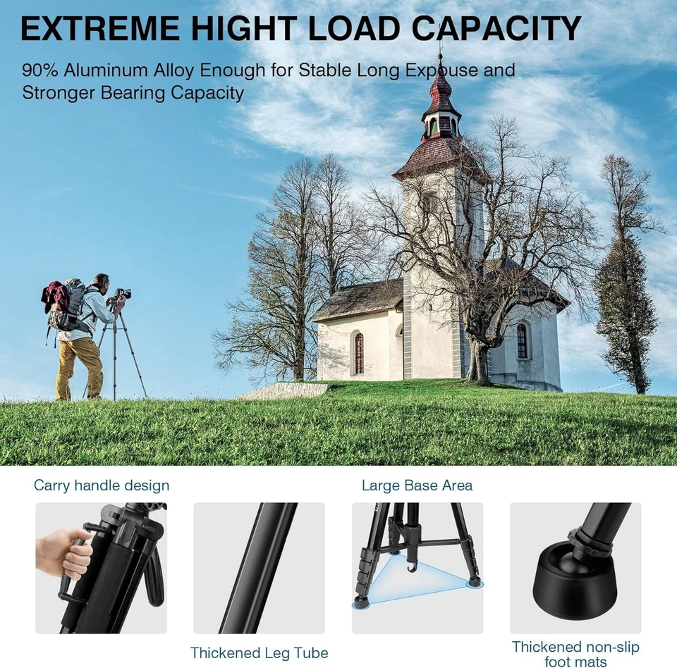 Compact 72" Aluminum Tripod with Remote - Ideal for DSLR & Video Capture - Image 4 of 4