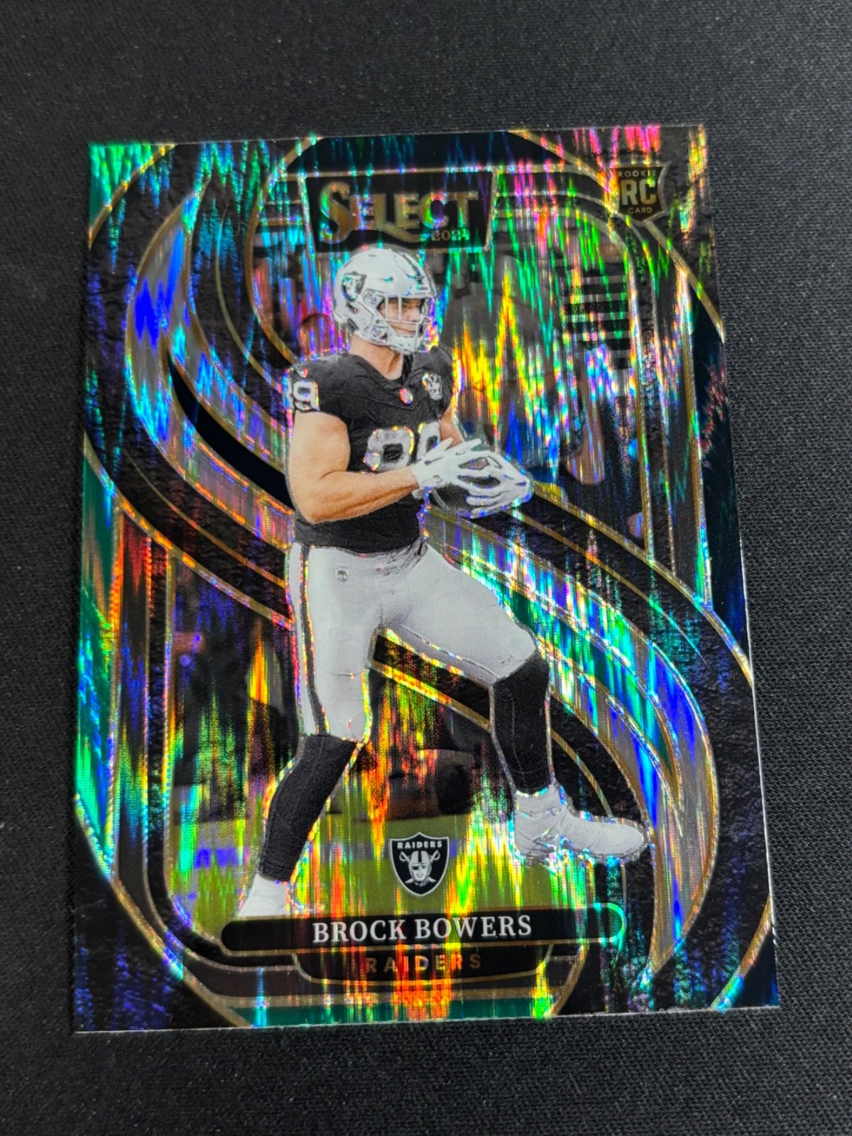 2024 Select Premier Level Brock Bowers #118 Black & Green Shock Raiders Rookie