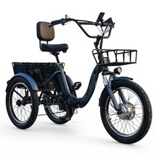 Elektrische dreirad 20 Zoll E-Bike für Erwachsene mit Rücklehne & Korb Senioren