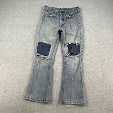 Vintage 70  s Levi  s 646 Orange Tab Bell Bottom Flare Distressed Jeans Size 31x30