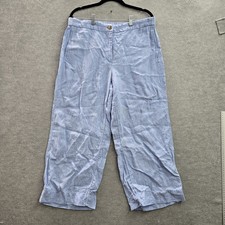 J. Jill Women Pants M Blue Linen Ankle Love Wide Leg 25" Inseam