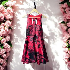 City Vibe Women Bow Fit & Flare Red Cocktail Party Dress Sz 5
