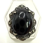 STUNNING .925 Vintage Sterling Silver Estate Ring Size 4.5 with Black Stone