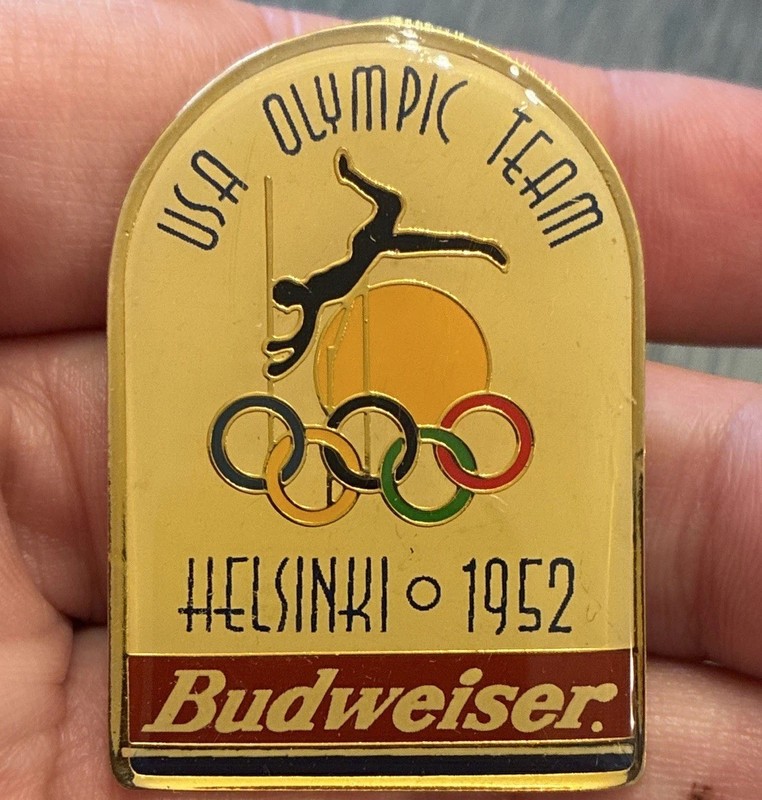 Budweiser USA Olympic Team Helsinki 1952 Pinback Lapel Pin - Olympics Theme