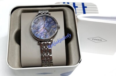 Women\'s Blue Jacqueline Quartz Stainless Steel Three Hand Bracelet Watch Amazon.com: Fossil Women main image 2