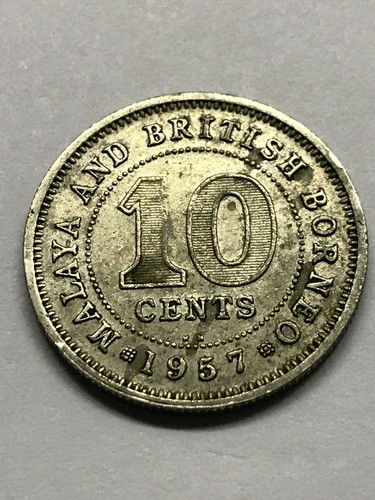 1957 MALAYA & BRITISH BORNEO 10 Cents VF #4477 - Picture 2 of 2