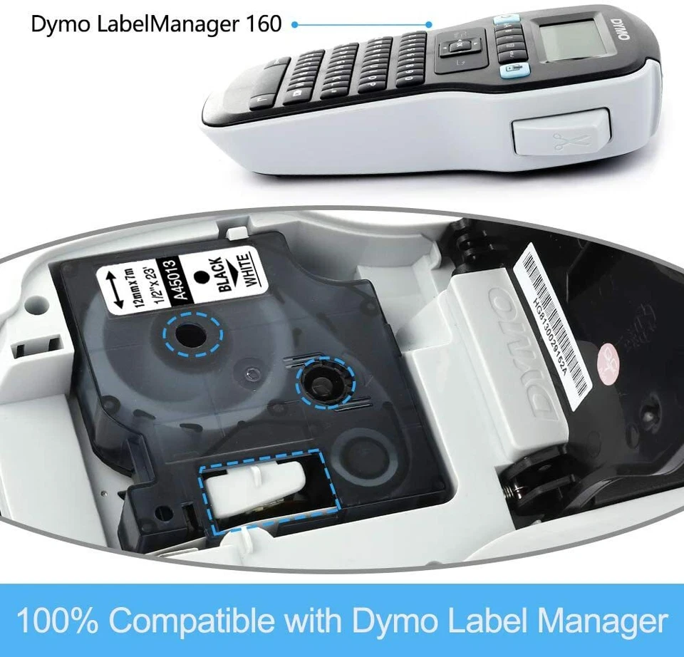 Schriftband für Dymo D1 45013 S0720530 12mm 9mm 6mm LabelManager 160 LabelPOINT - Bild 2 von 4