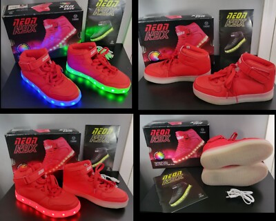 Boys Neon Kyx Rechargeable LED Ligths Sneakers Shoes Christmas Academy  Sports