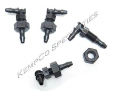 (4) 1/8" Hose Barb Bulkhead Elbow 90Â°, 1/4-28 UNF Thread Adapter w/ Hex Nut