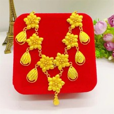 Bridal banquet tassel flower 24K Thai BAHT gold GP necklace jewelry