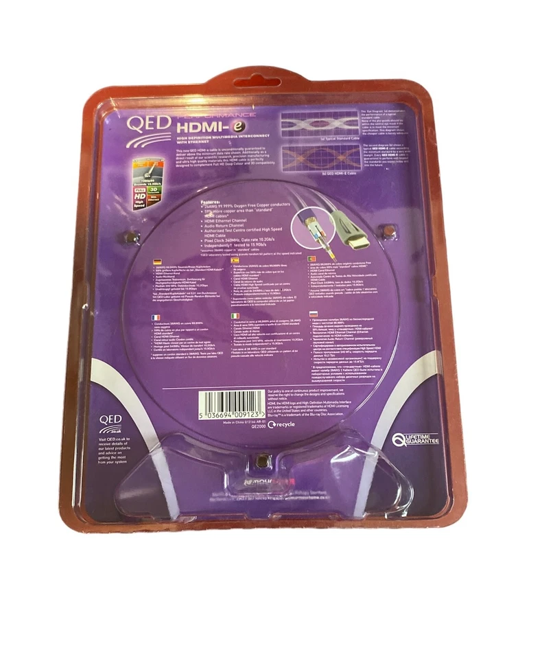 Interconexión multimedia QED Performance HDMI-e Super Speed 1m HD con Ethernet Foto 2 de 4