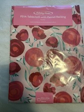 Holiday Home PEVA Tablecloth With Flannel Backing Square 52 X52 Roses Print