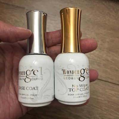 Wonder Gel - UV/LED Soak off Gel (No-Wipe) TOP AND BASE COAT - 0.5oz/15mL