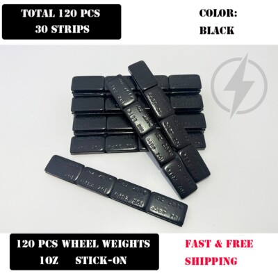#ad 1 BOX 1 OZ BLACK WHEEL WEIGHTS STICK ON ADHESIVE TAPE LEAD FREE 120 PCS $25.10