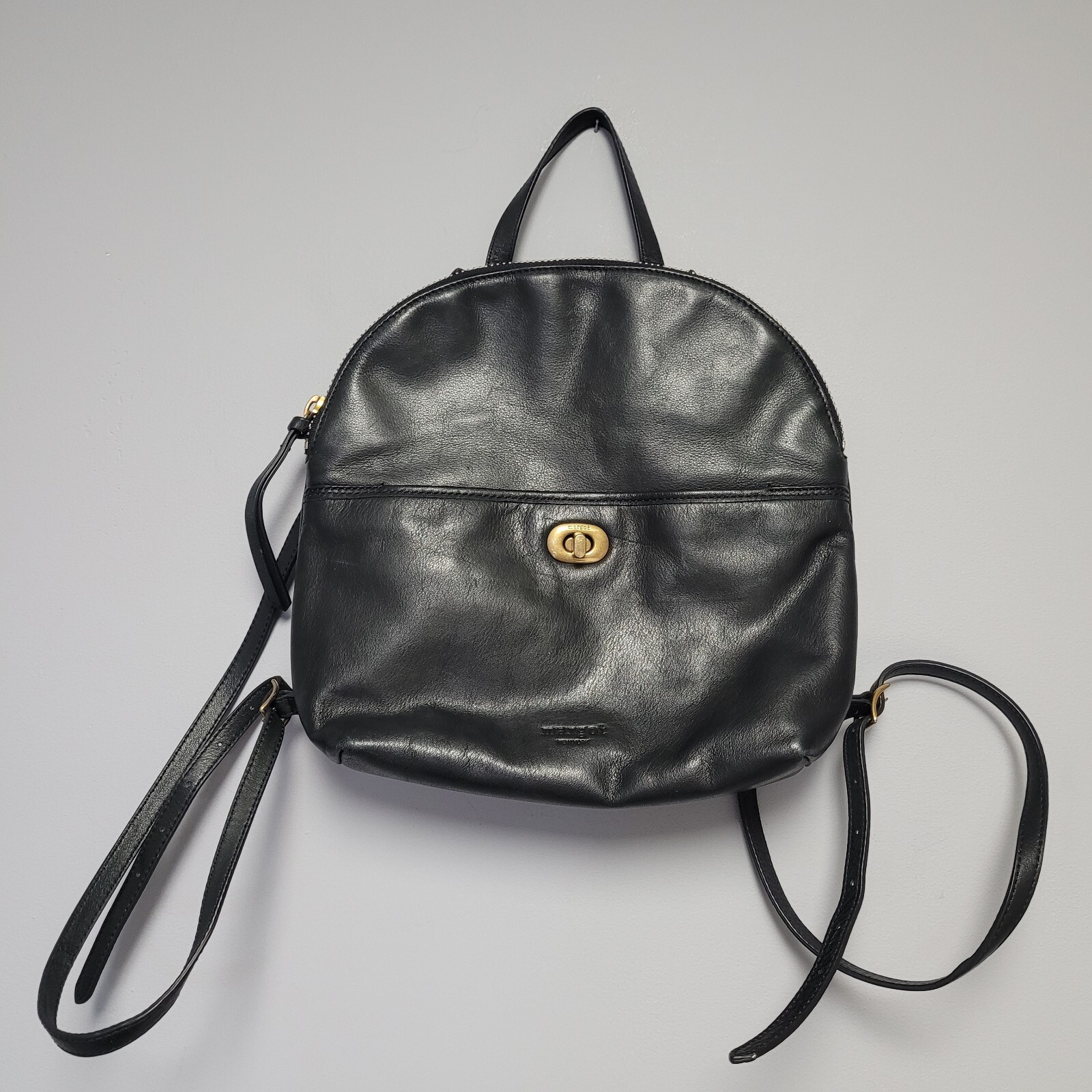 Margot New York Black Camille Turn Lock Leather Backp… Gem