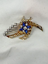 Brooch Pin Pendant 12K GF 12K Gold Filled  Art Deco  Crystal P & F Signed