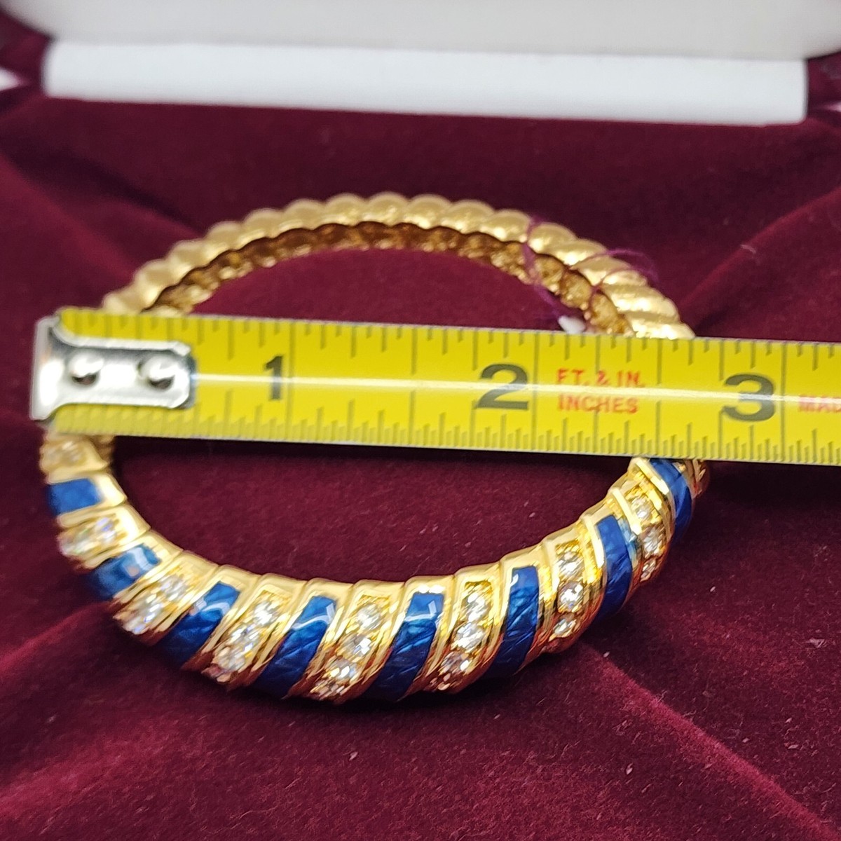 Camrose & Kross Gold Tone Rhinestone Blue Stone Bangle Bracelet | eBay