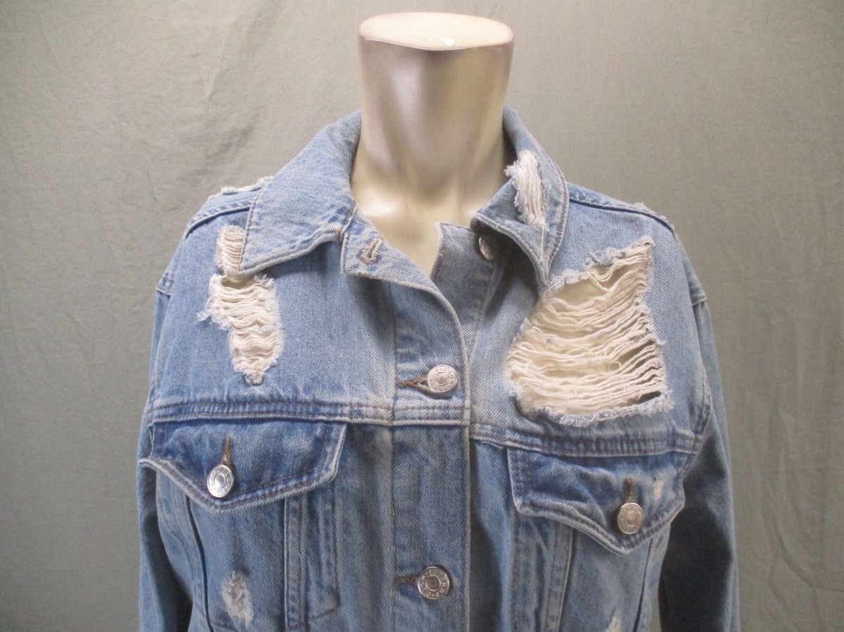 Topshop Moto Size 2 Women Washed Blue Ripped Distressed Denim