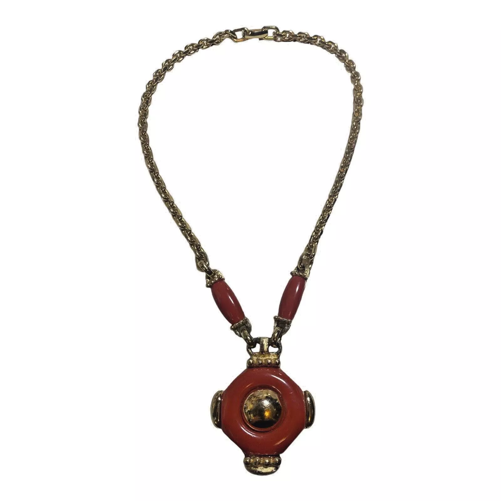 Collier pendentif chaîne lourde vintage signé Christian Dior Allemagne 1974