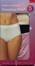 Carole Hochman Women's Seamless Brief 5-Pack Full Coverage, Multicolor, Size M