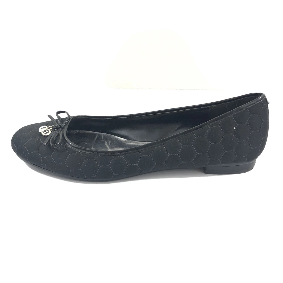 Black quilted flat clearance shoes