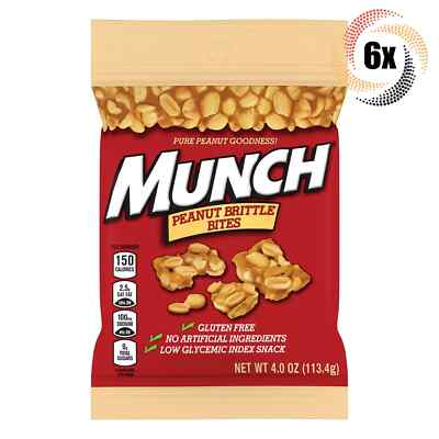 6x Bags Munch Peanut Brittle Bites Candy, Pure Tasty Peanut Goodness - 4oz