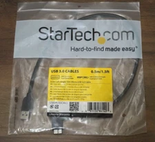 StarTech 0.5m (1.5ft) Slim Micro USB 3.0 Cable - Left-Angle Micro-USB
