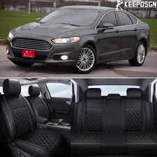 For Ford Fusion 09-2019 Car Seat Cover Full Set Front + Rear Cushion PU Leather