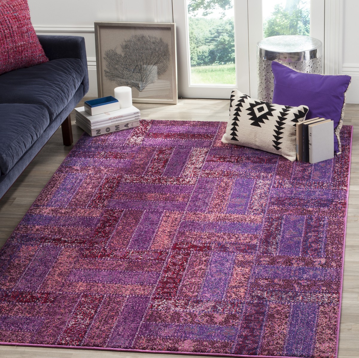 Safavieh Classic Texture Purple / Multi Vintage Area Rug MNC214L