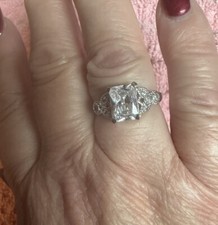 White Crystal Ring Size 9 Sterling Silver 925