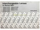 Interchangeable lenses for Mamiya RB67. English.