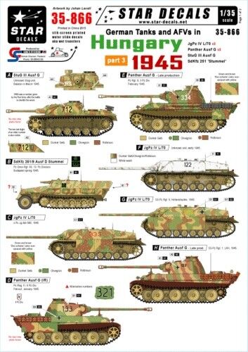 Calcomanías Star 1/35 tanques alemanes y AFV en Hungría 1945 parte 3 calcomanías 35866 x - Imagen 1 de 2