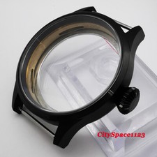 43mm PVD Sapphire Glass Black Watch Case Fit ETA 6497 6498 ST3600 movement C33