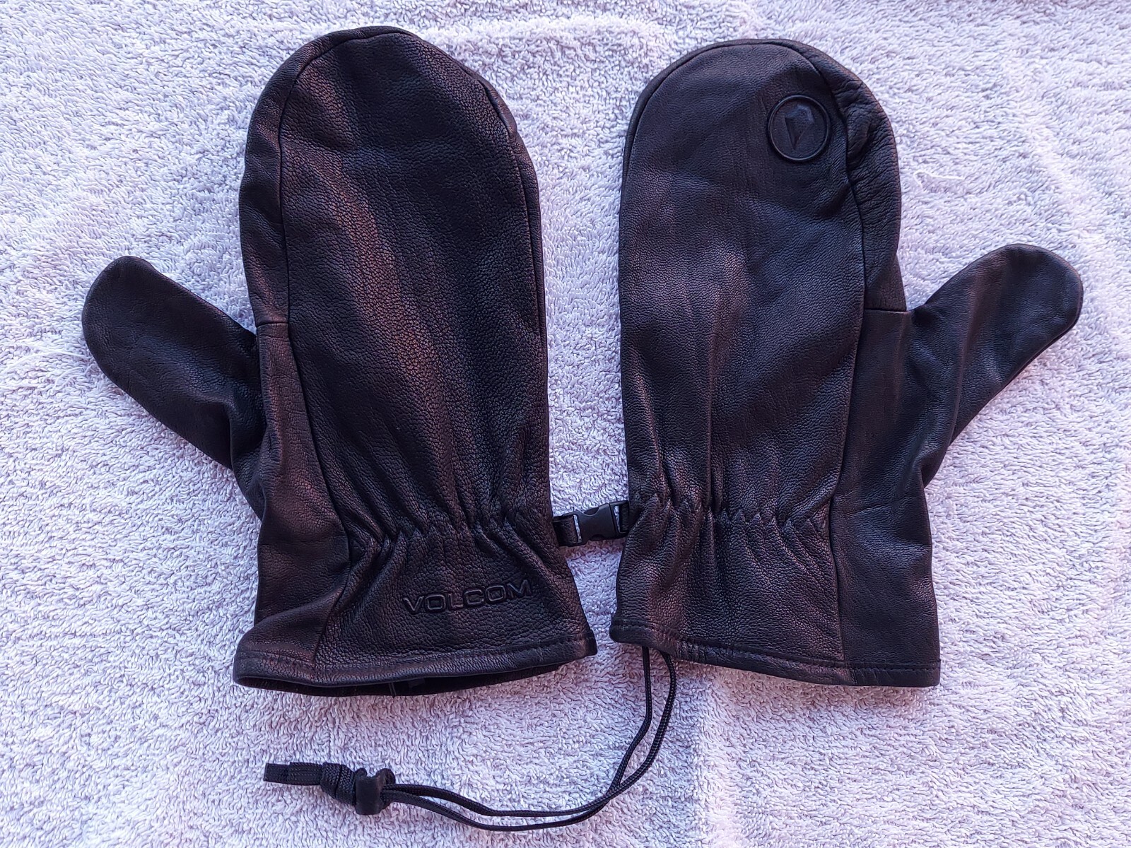 Genuine Men Black Leather Mittens Lined Size XL Extra Large